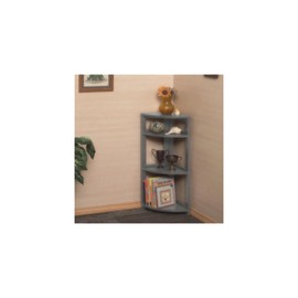 HomeStock Eclectic Elegance Flip Flop 12 x 12 x 34 High Corner Folding Bookcase in Grey Featuring Flip-Up Shelves and Solid Hardwood Frame for Compact Storage Solutions
