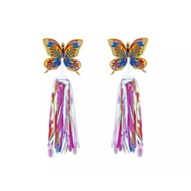 F&R BICYCLE GRIPS METALLIC STAR POM-POM BIKE STREAMERS LADY BUG CARTOON MULTI/COLOR.