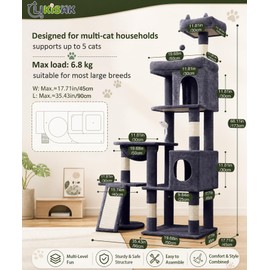 LIKISAK 68 Inch Heavy Duty Cat Tree Tower for Indoor Cats Large Adult