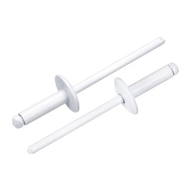 sourcing map 100Pcs 5/32"x1/2" Large Flange Head Blind Rivets, Zinc-Plated Carbon Steel Grip and Mandrel Cap Blind Rivets, White