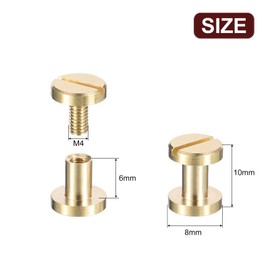 sourcing map 30Pack Brass Chicago Screws, 6x8mm Flat Head Screw Back Binding Post Nail Stud Rivets Fastener for DIY Leather Craft Belt Strap