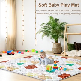 Baby Play Mats for Floor, 59X71 Play Mat for Playpen, Thicken Soft Padding Foam Playmats for Babies and Toddlers Infants, Foldable and Machine Washable Baby Crawling Mat, Play & Tummy Time