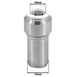 SPARES2GO Radiator Valve 15mm x 10mm Pushfit Chrome Speed Fit Reducing Straight Compression Stem (Pack of 4)