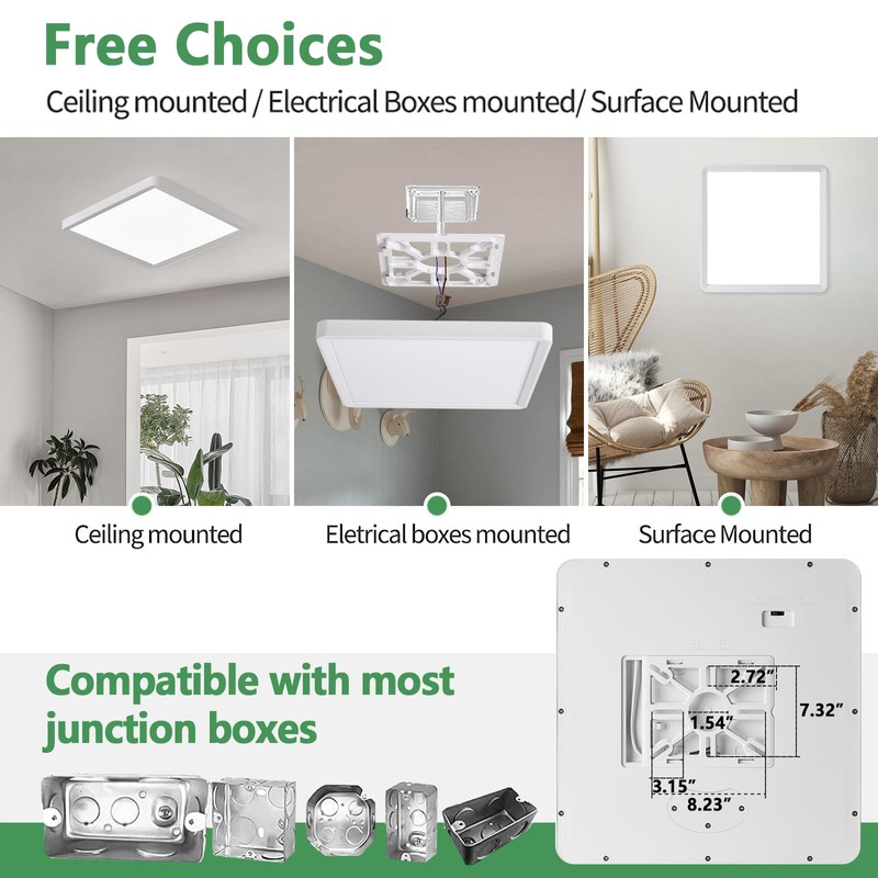 16 Inch Square LED Flush Mount Ceiling Light 2 Pack,