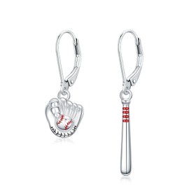 Baseball Earrings for Women Sterling Silver Baseball Softball Dangle Drop Earrings Sports Dangling Earrings for Sports Jewelry Gifts for Women Teens Girls