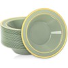 Whaline 50Pcs Sage Green Plastic Bowl With Gold Rim 12Oz