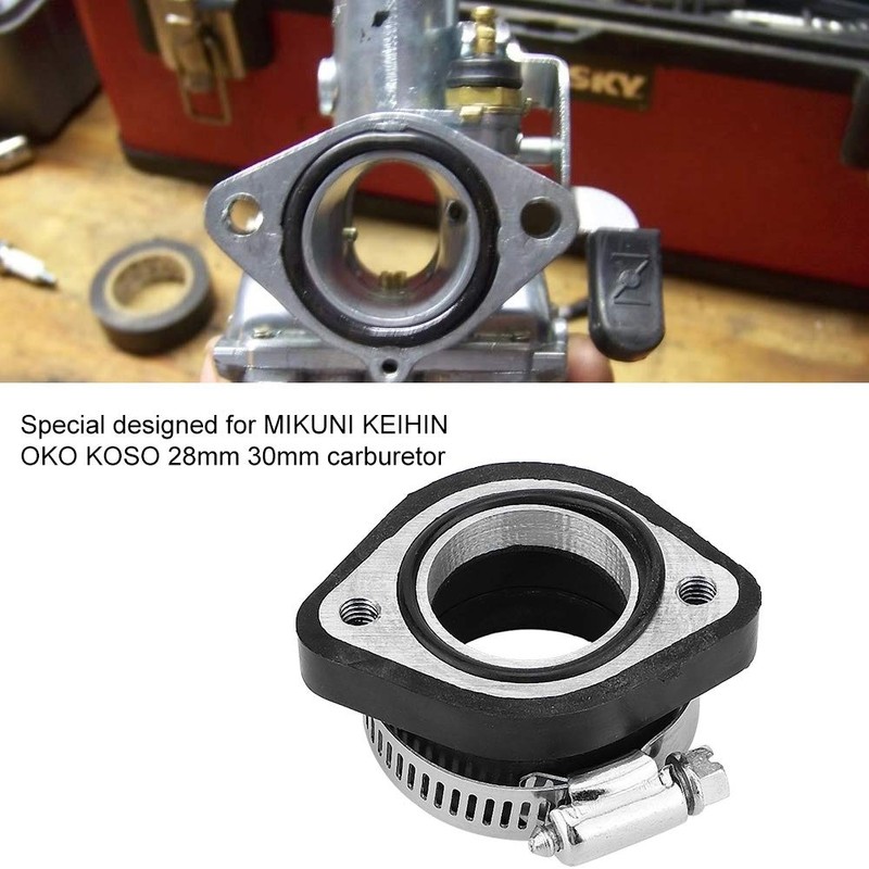 Qiilu 28mm Carburetor Gasket Motorcycle Rubber Carburetor Adapter for VM24