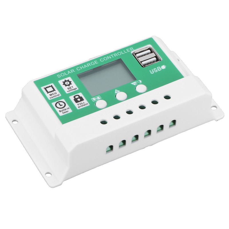 LCD Solar Charge Controller Adjustable 10A 12V 24V PWM Charging