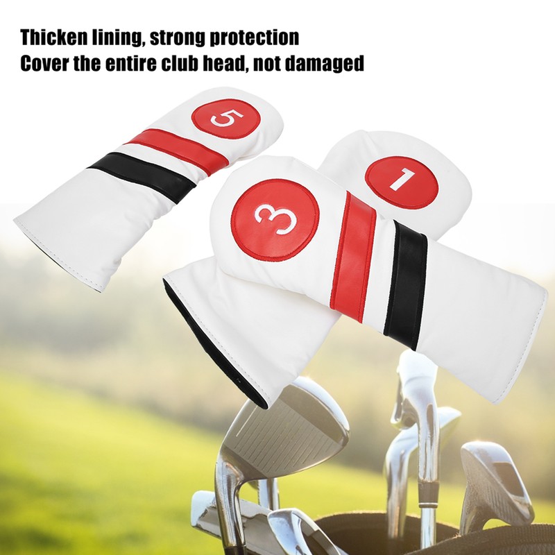 3PCS PU Leather Waterproof Thicken Lining Golf Putter Head Cover