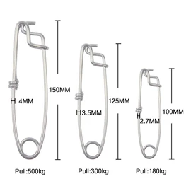 Longline Snap Clips Stainless Steel Fishing Tuna Tackle Long Line Swivel Clip Connector Hook Snap for Marine Fishing (150MM-1102LB-10PCS)