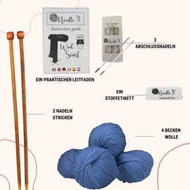 Needle It - Complete knitting set for beginners with knitting needles - knitting scarf made of wool - gift idea
