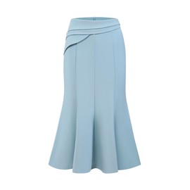 Hobemty Women's Midi Mermaid Skirt Work High Elastic Waisted Fishtails Skirts Medium Blue