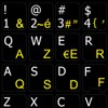 French AZERTY-English Non-Transparent Keyboard Stickers ON Black Background