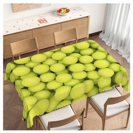Beabes 52x70 Inch Tablecloth Tennis Balls, Sport Tennis Balls Yellow Non-Fading Table Covers Kitchen Dinning Tabletop Decoration, Washable Table Cloth for Outdoor and Indoor Use