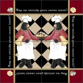 Artwork On Tile Ceramic Tile Mural Backsplash Kitchen Jensen Lodge Art Bears DJ035 - 12" x 12" on 6" tiles