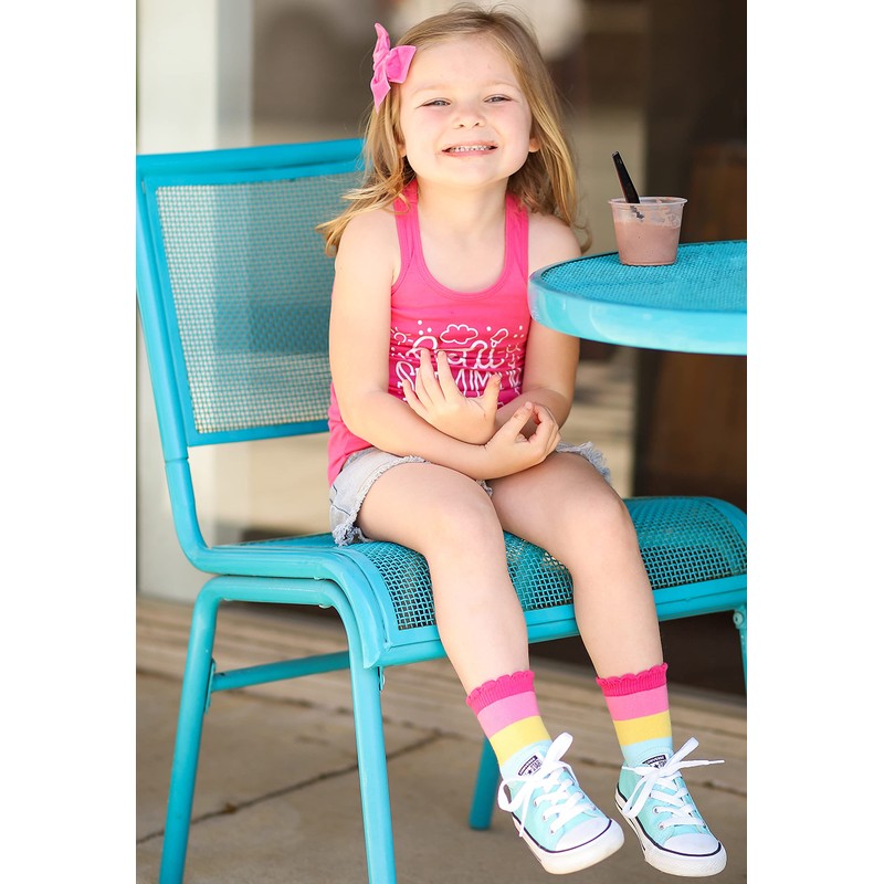 Jefferies Socks Calcetines para niñas con diseño de rayas arcoíris