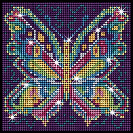 MAMMUT 8181526 - Diamond Art Bastelset, Schmetterling, Komplettset mit Styropor-Unterlage, Bildvorlage, Strass-Steinchen, Stift und weiterem Zubehör, Kreativset für Kinder ab 8 Jahre