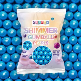 Shimmer Gumballs for Gumball Machine Blueberry Candy - Pearl Blue Gumballs 190 pcs 15 oz Chewing Gum - Nostalgic Valentines Candy for Party Favors Gender Reveal Ideas & Sweet Treats, 16mm (0.62 inch)