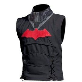 Lasumisura Men's Faux Leather Bat Style Vest - Medium