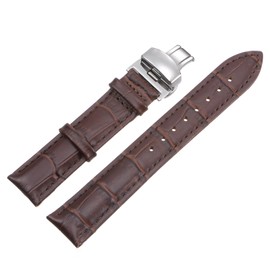 uxcell Brown Leather Watch Band 19mm Quick Release Deployment Buckle Cowhide Watch Strap with Exquisite Box for Women