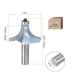 HARFINGTON 2pcs Roundover Router Bit 1/2 Shank 3/4" Radius Tungsten Steel Tipped Edge Rounding Over Bit with Bearing Guide, Woodworking Milling Tool, Light Blue
