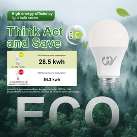 GY E27 LED Neutral White Bulb, 9.5 W, 4000 K, 1521 Lumen, Replaces 100 W Halogen Bulb, A60 Energy Saving Bulb, Not Dimmable, Pack of 6