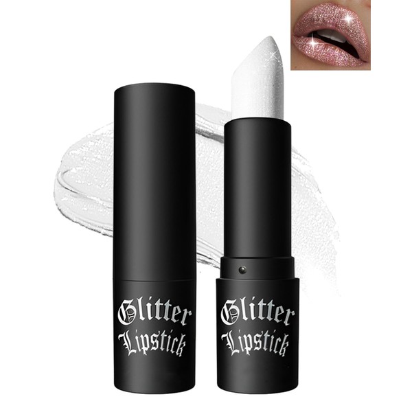 White Diamond Glitter Matte Lipstick, Gothic Shiny Lip Gloss, Sparkling