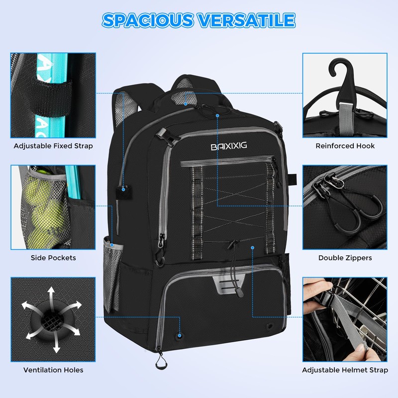 Lacrosse Bag, Lacrosse backpack with Stick Holder & Hidden Zipper
