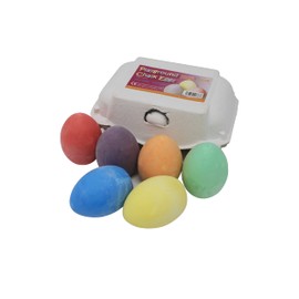 Bright Ideas PK06 Egg Shaped Chalks, Bright Coloured Playground Chalk for Children, Bright Washable Sidewalk, Pavement, Blackboard Chalk 6 Assorted Colours, 7cm Assorted Chalks