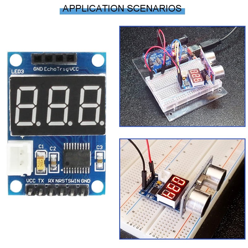 DKARDU 2 pcs HC-SR04P/SR04 Ultrasonic Sensor ranging Display Module 5V