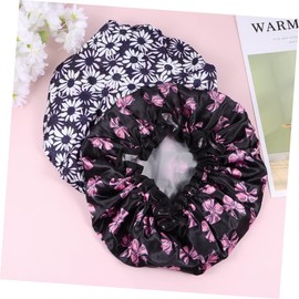 NOLITOY Dual-layer Female Bath Cap Shower Cap Reusable Dark Hair Styling Beauty Salon