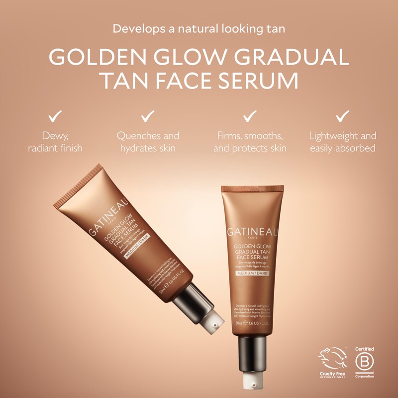 GATINEAU Golden Glow Gradual Tan Face Serum - 10ml, Hyaluronic