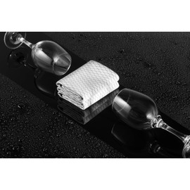 Polyte Professional Microfiber Wine Glass Fine Polishing Cloth (18x28, 2 Pack, White/Black)