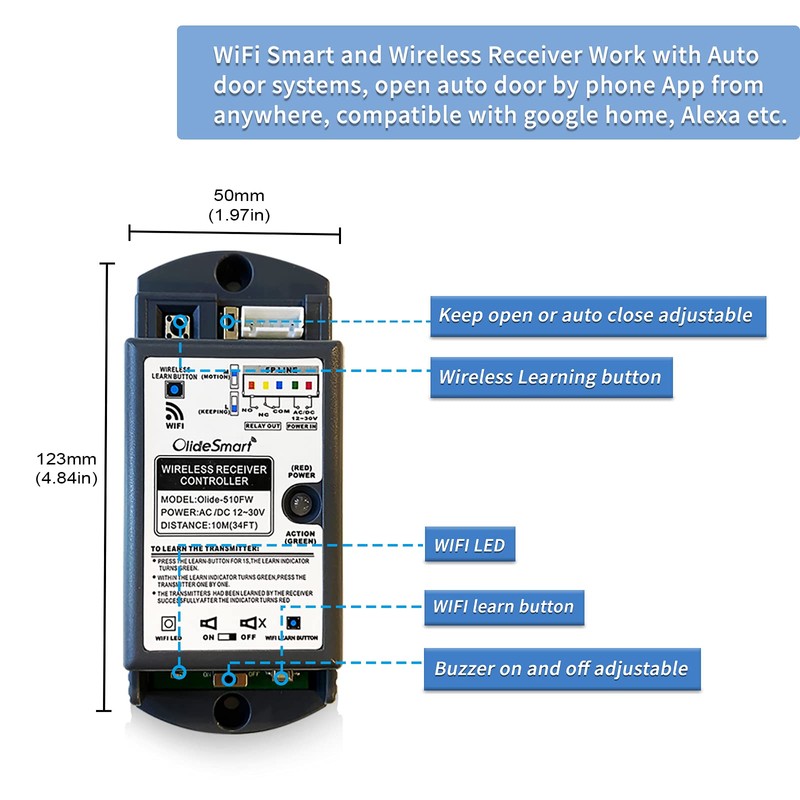 Olideauto Smart WiFi Hand Free Wave Sensor,Wireless Touchless Wave 5.12''