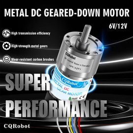 CQRobot 90:1 Metal DC Geared-Down Motor 37Dx70L mm 6V/12V, with 64 CPR Encoder and Bracket. 6V-5W-60RPM-18 kg.cm(250 oz.in), 12V-10W-120RPM-32 kg.cm(444 oz.in), D-Shaped Output Shaft 16mm.