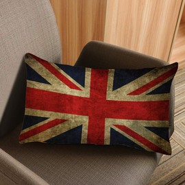 Nicokee Throw Pillow Cover Vintage United Kingdom Union Jack Flag British Flag Decorative Pillow Case Home Decor 20x12 Inches Pillowcase