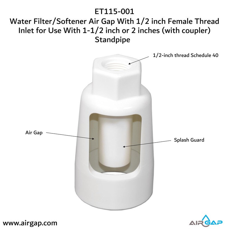 Water Filter/Softener Air Gap With 1/2-inch Female Thread Inlet for