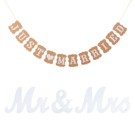 Torytoe Hochzeitsdeko Set, Just Married Girlande Deko, Mr & Mrs Deko Hochzeit, Holz Hochzeitsdeko, Hochzeit Dekoration Standesamt Geschenke Deko