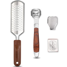 Colossal Foot Rasp & Wood Handle Callus Shaver (10 Replacement & 1 File Foot Heads), Pedicure Foot File Kit, Heel Scraper for Feet, Foot File Callus Remover