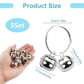 5 Pcs Loud Bells for Cat And Dog Collars, Metal Pet Tracker Bells with Key Rings, Vintage Bronze Small Bell for Pets, Collar Charm Pendant for Outdoor Use, Handmade Diy, And Keychain Decoration
