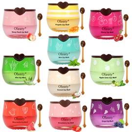 10 PCS Bee Lip Balm Honey Pot, Strawberry, Watermelon, Apple Lime, Cherry, Mint, Coconut, Aloe, Grapes & Peach Flavors, Honey Lip Balm Bulk, Moisturizing Lip Mask Overnight, Mothers Day Gifts