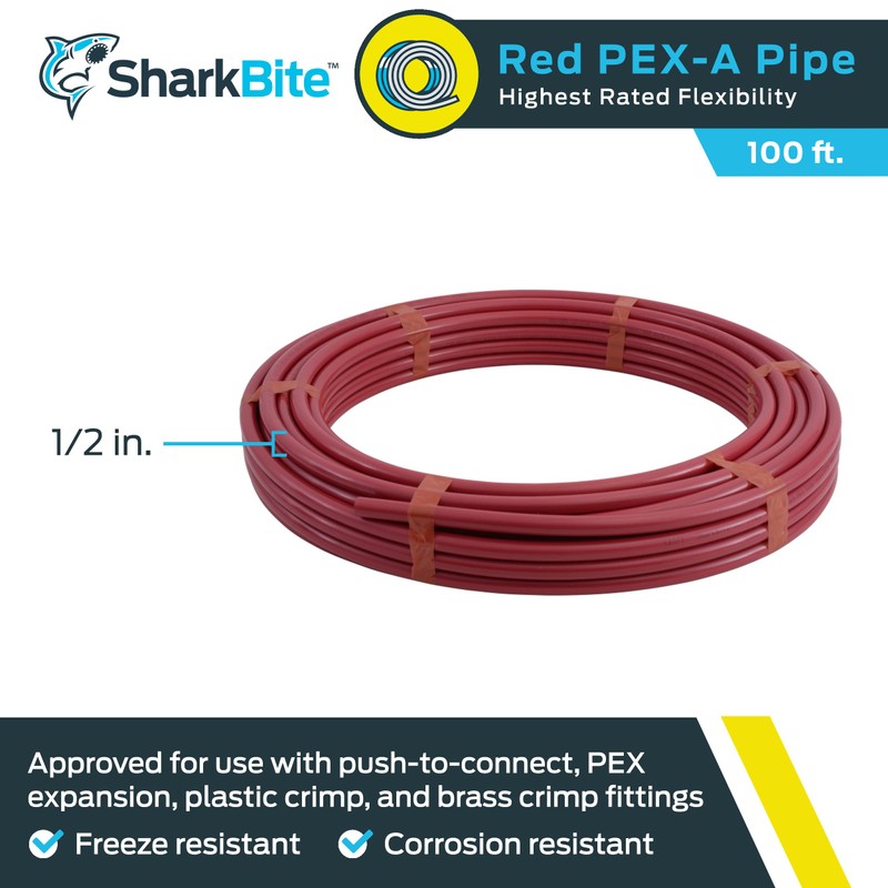 SharkBite 1/2 Inch x 100 Feet Red PEX-A, PEX Pipe