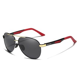 KINGSEVEN Pilot Polarized Sunglasses for Men Aluminum Magnesium Vintage Glasses UV400 Protection7720-3 (Golden gray)