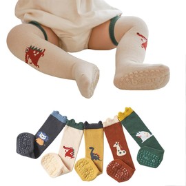queenland 5 Pairs Cartoon Animal Baby Boys Gilrs Knee High Socks Cotton Newborn Socks Kids Toddler Socks Tube Uniform Long Stockings (1-12 months)