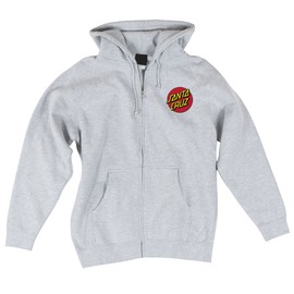 SANTA CRUZ Men's Zip Up Hooded Sweatshirt Classic Dot Skate Zip Up Sweatshirt, Grey Heather, Size: XX-Large