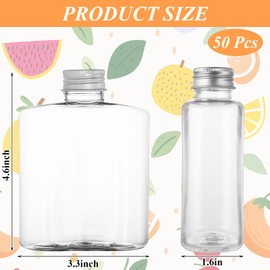 LDXDRU 50Pcs Plastic Bottles with Caps, 8oz Juice Bottles Reusable Take Out for Juice, Disposable Empty bottles for Juice, Drinks, Milk, Tea, Alcohol, Leak Proof 8oz