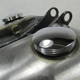 Billet Aluminum Chrome "Domed" Vented Motorcycle Gas Tank Caps For 1982 and later Harley 2-Piece FAT-BOB Tanks - SOLD AS A SET - Left and Right Hand Thread - Chopper Bobber Cafe Racer