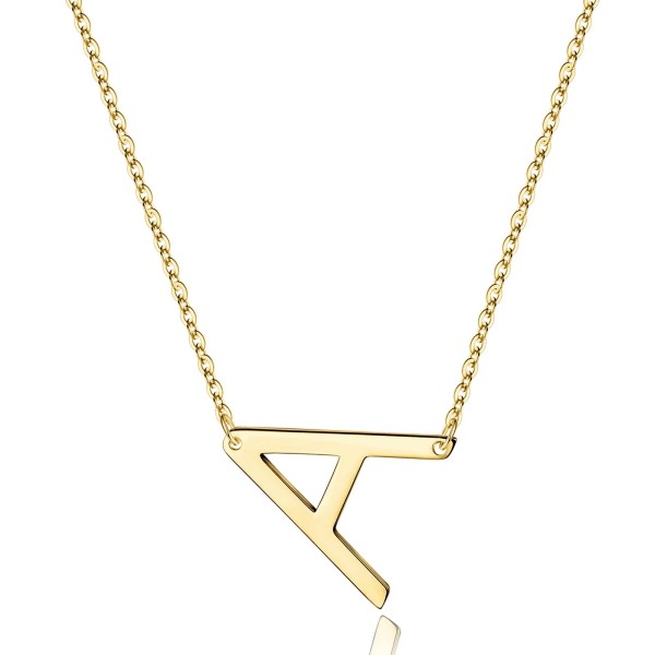 Ursilver S925 Sterling Silver Sideways Initial Necklaces for Women, 14K