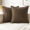 MIULEE Pack of 2 Couch Throw Pillow Covers 18x18 Inch Brown Farmhouse Decorative Pillow Covers with Stitched Edge Soft Chenille Solid Dyed Spring Pillow Covers for Sofa Bed Living Room
