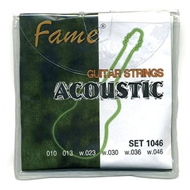 Fame Acoustic Guitar Strings, Accessories for Western Guitar, 6-String Acoustic Guitar, Bronze Acoustic Guitar Strings, String Size 10-46